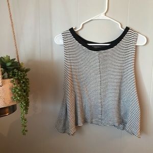 Free People Boho Crop Tank Black & White Stripes